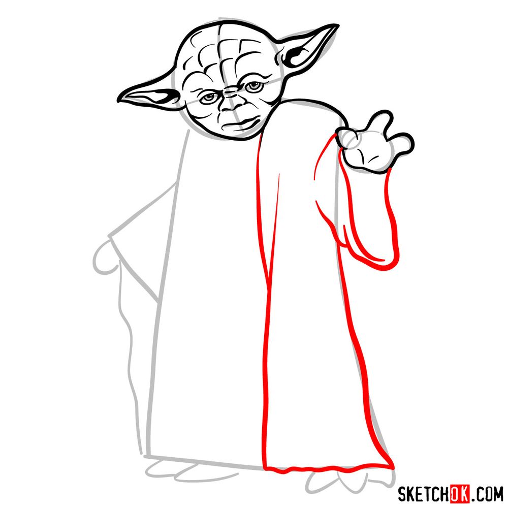 How to draw Yoda from Star Wars - step 08