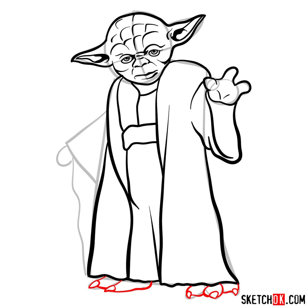 How to draw Yoda from Star Wars - step 11