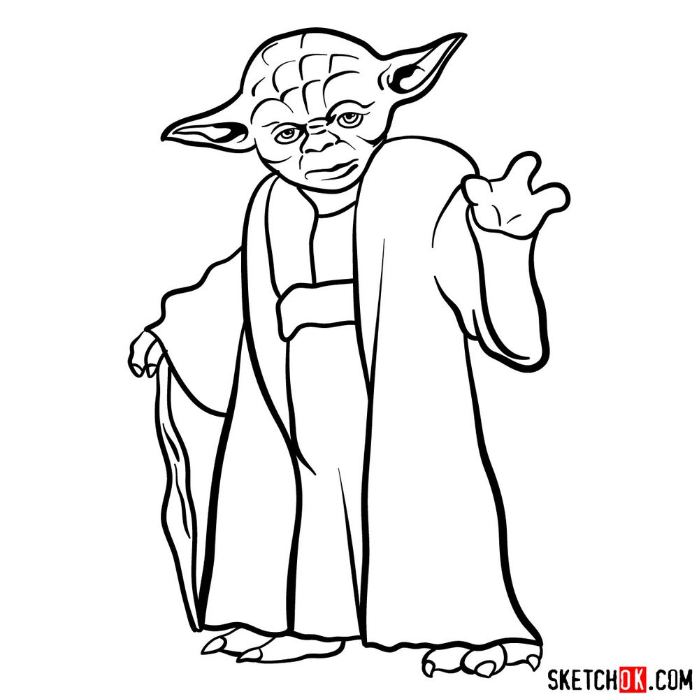 How to draw Yoda from Star Wars - step 14