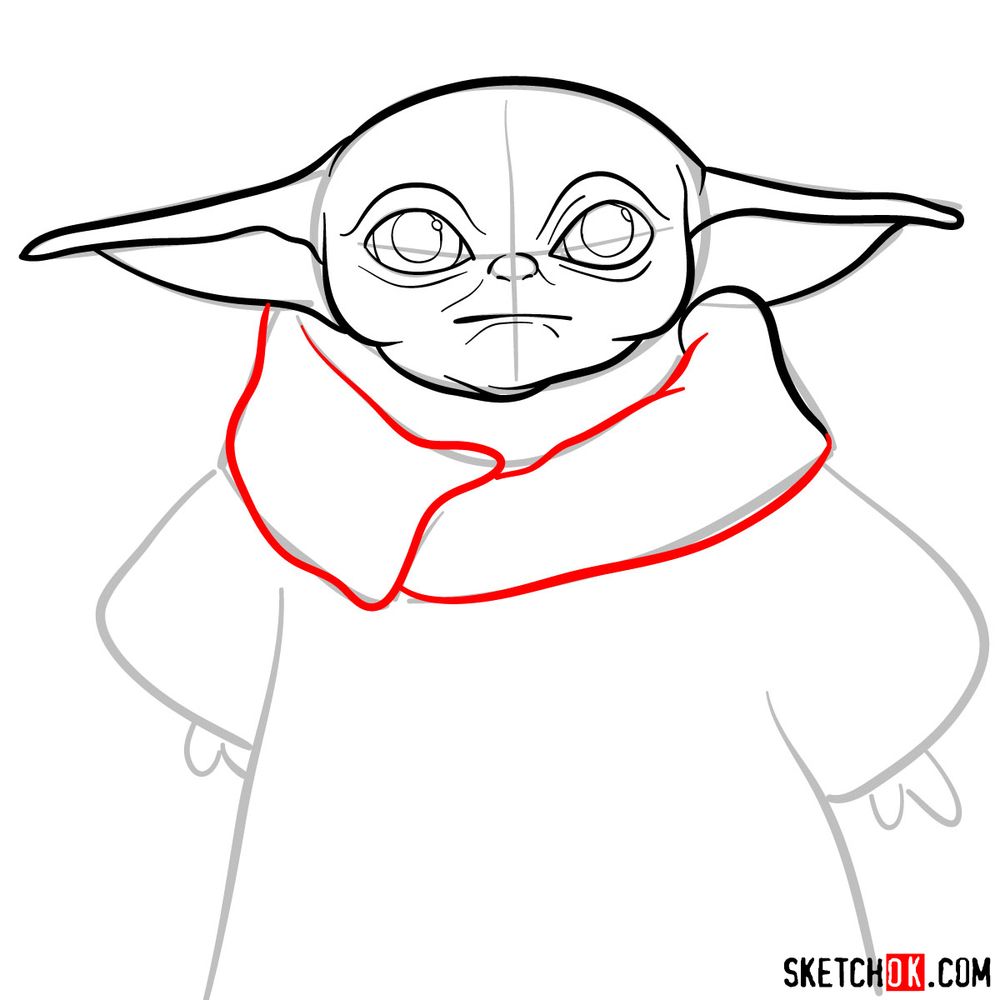 How to draw Baby Yoda - step 07