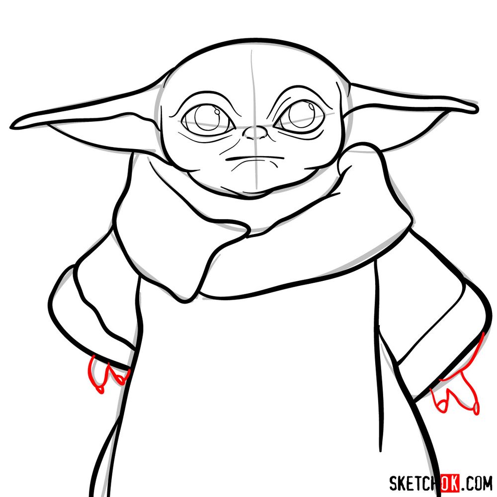 How to draw Baby Yoda - step 10
