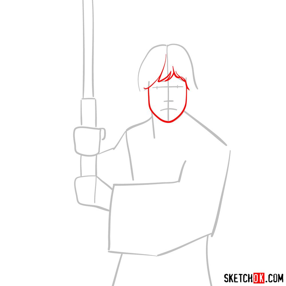 How to draw Luke Skywalker - step 03