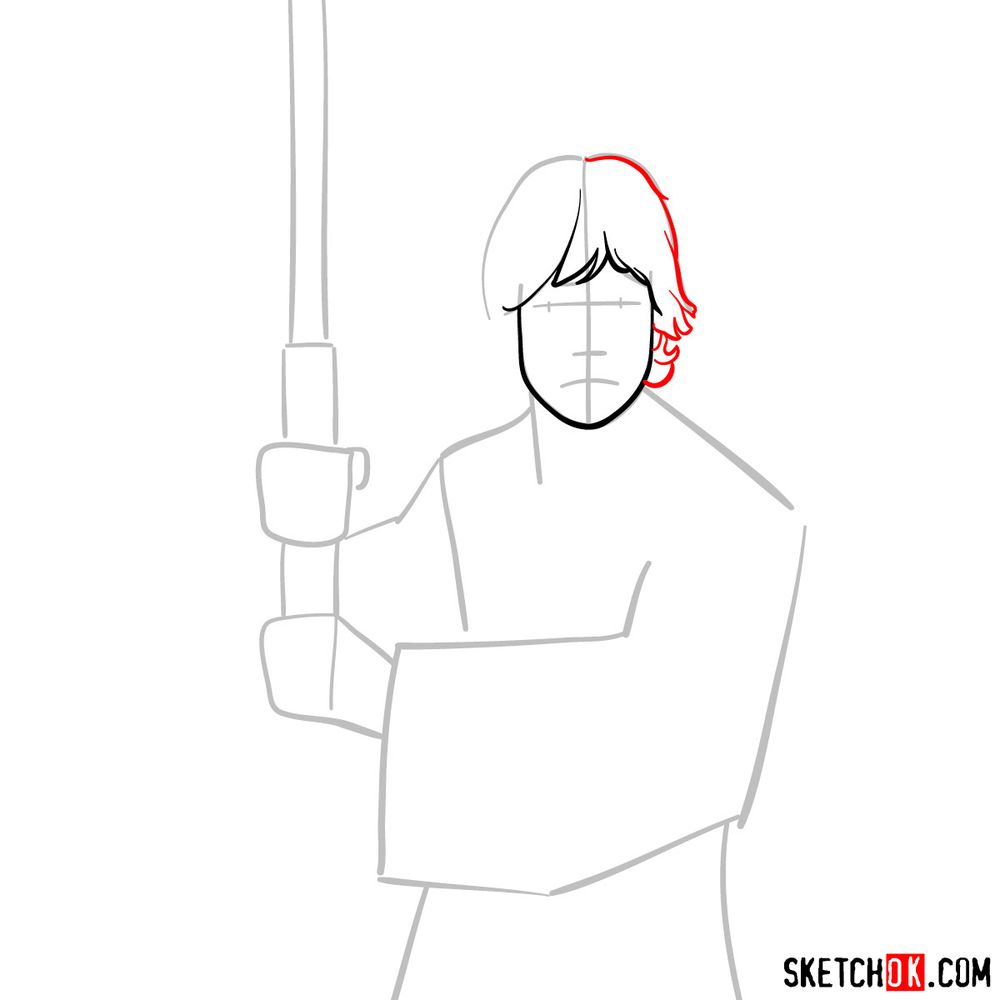 How to draw Luke Skywalker - step 04