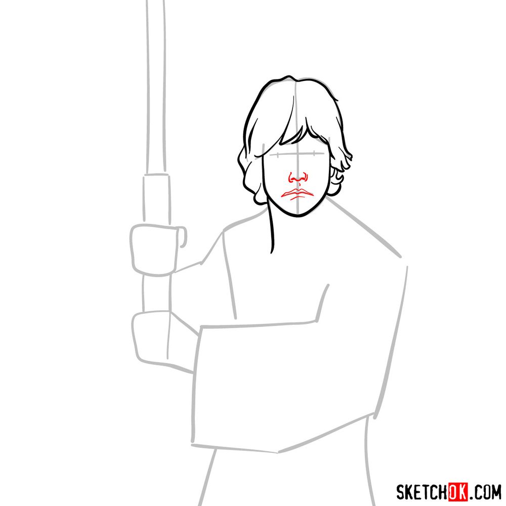 How to draw Luke Skywalker Sketchok easy drawing guides