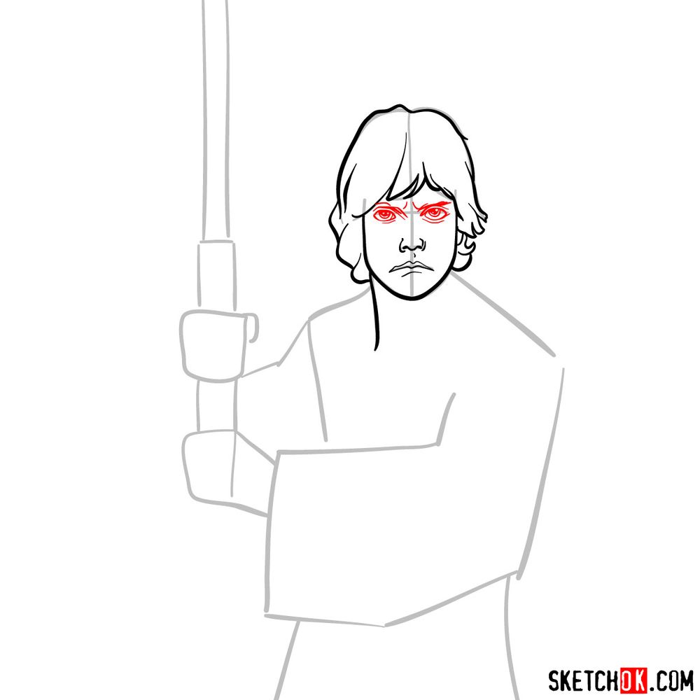 How to draw Luke Skywalker - step 07