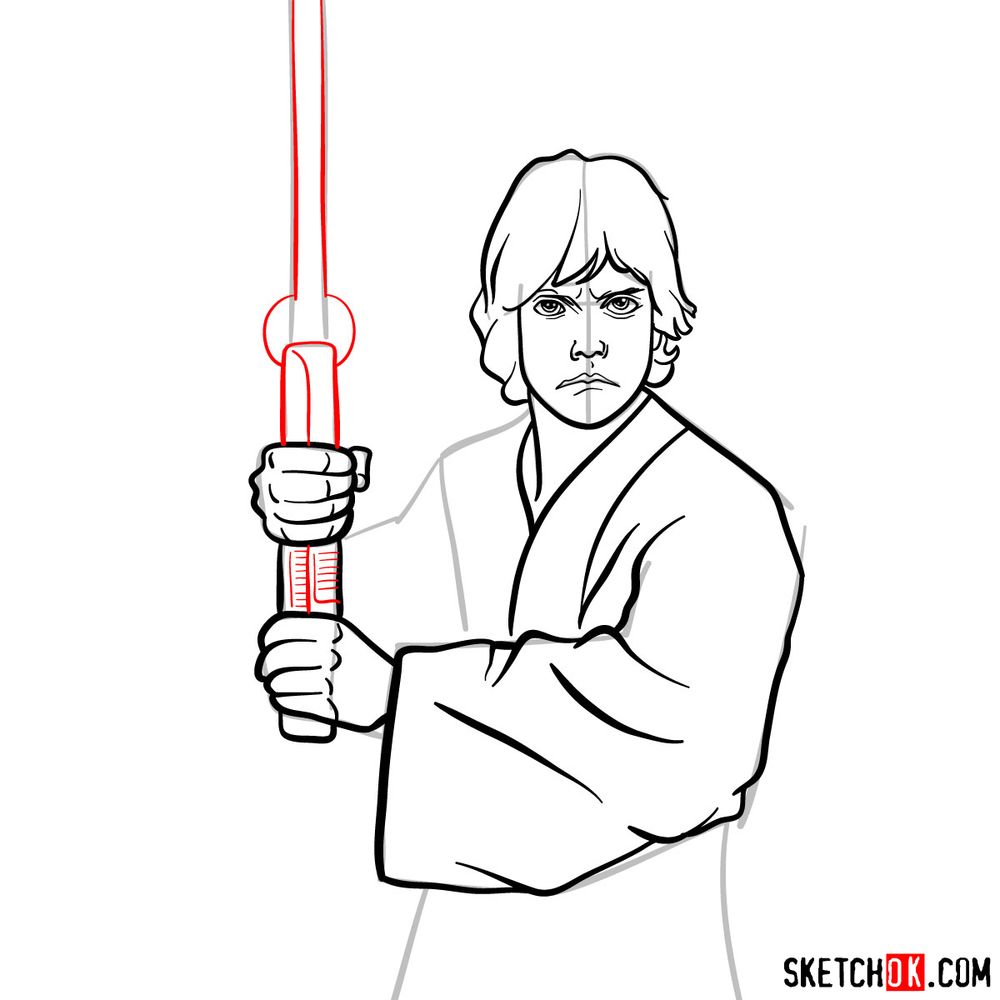 How to draw Luke Skywalker Sketchok easy drawing guides