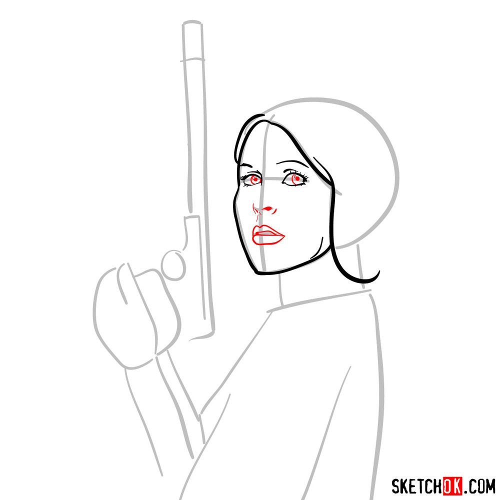 How to draw Princess Leia - step 06