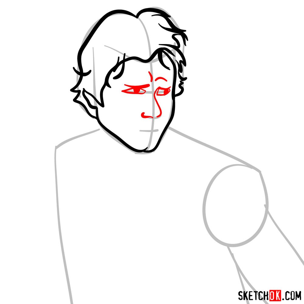 How to draw Han Solo - step 06