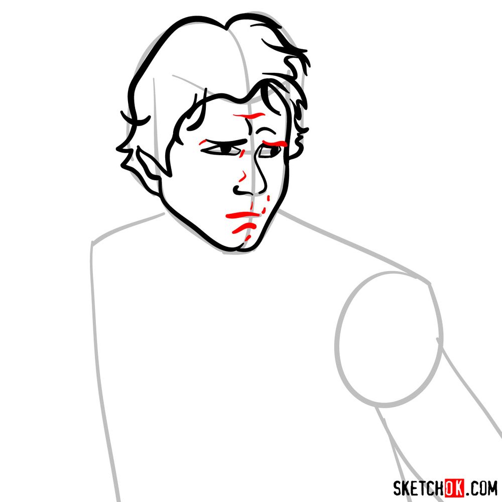 How to draw Han Solo - step 07