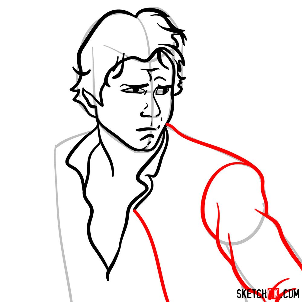 How to draw Han Solo - step 09