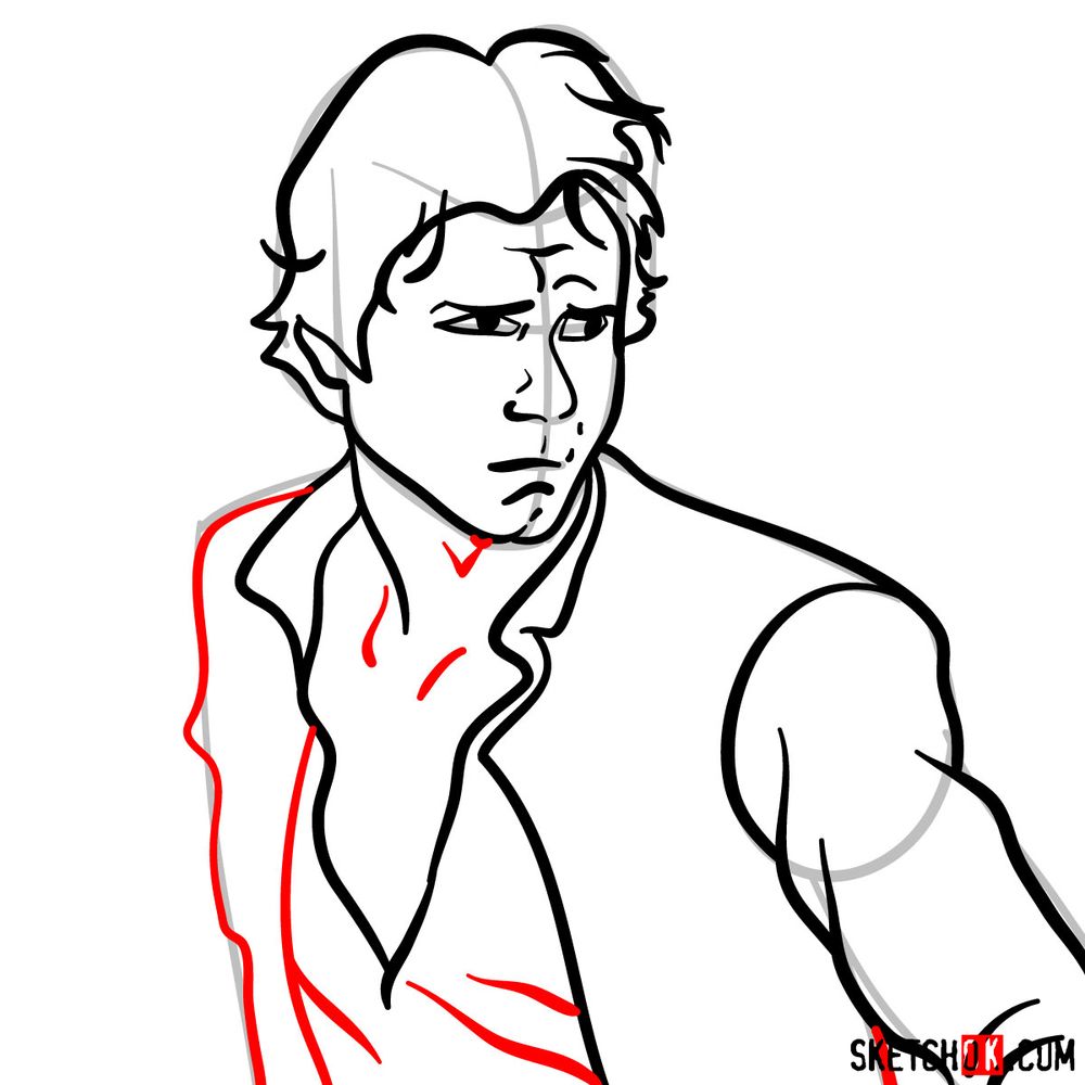 How to draw Han Solo - step 10