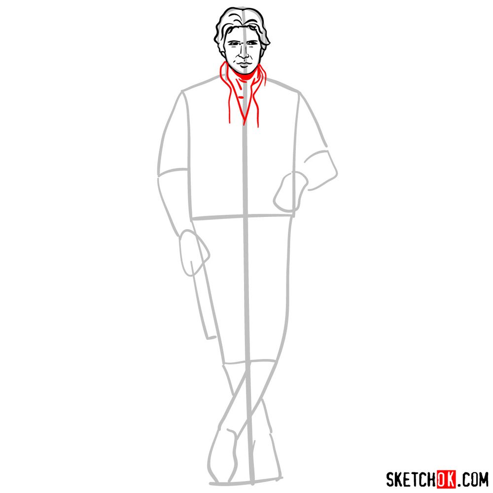 How to draw Han Solo in full growth - step 07