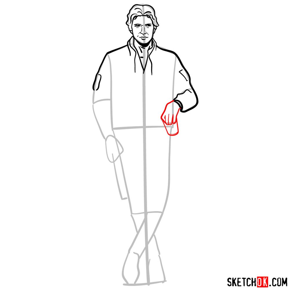How to draw Han Solo in full growth - step 09