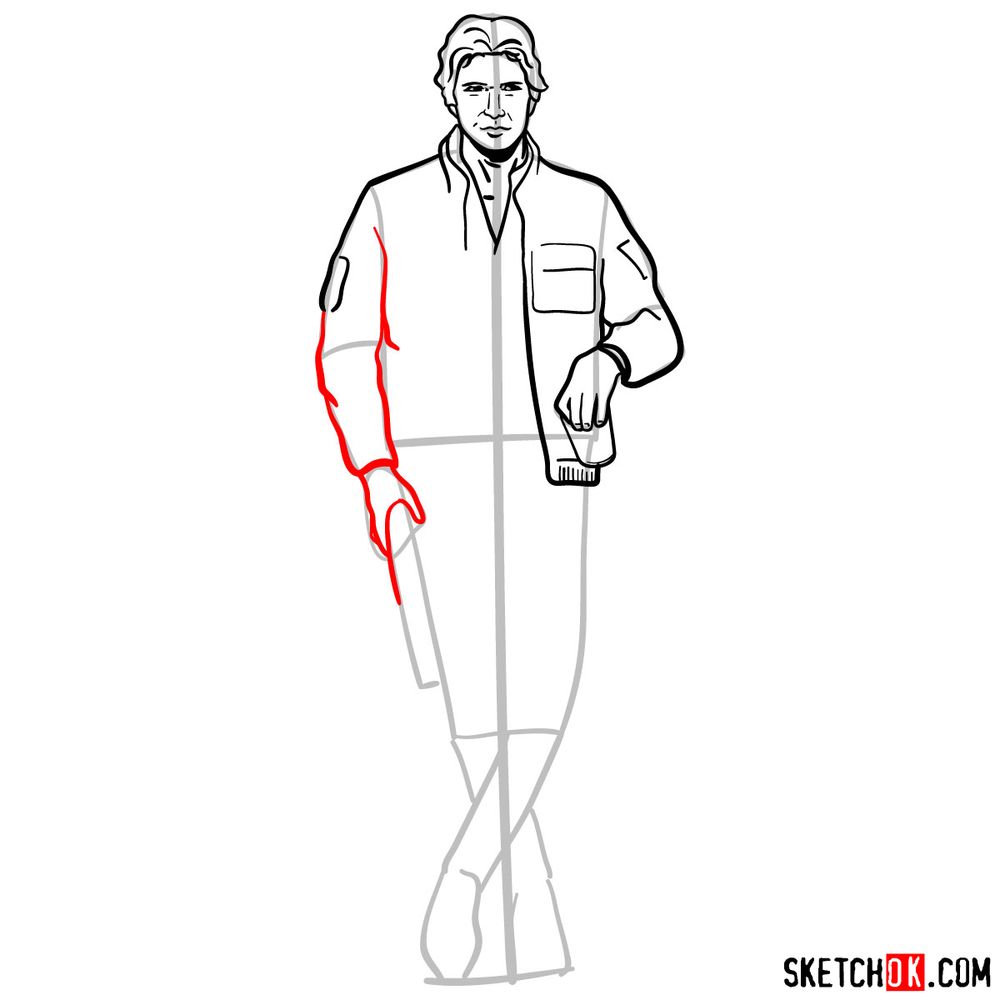 How to draw Han Solo in full growth - step 11