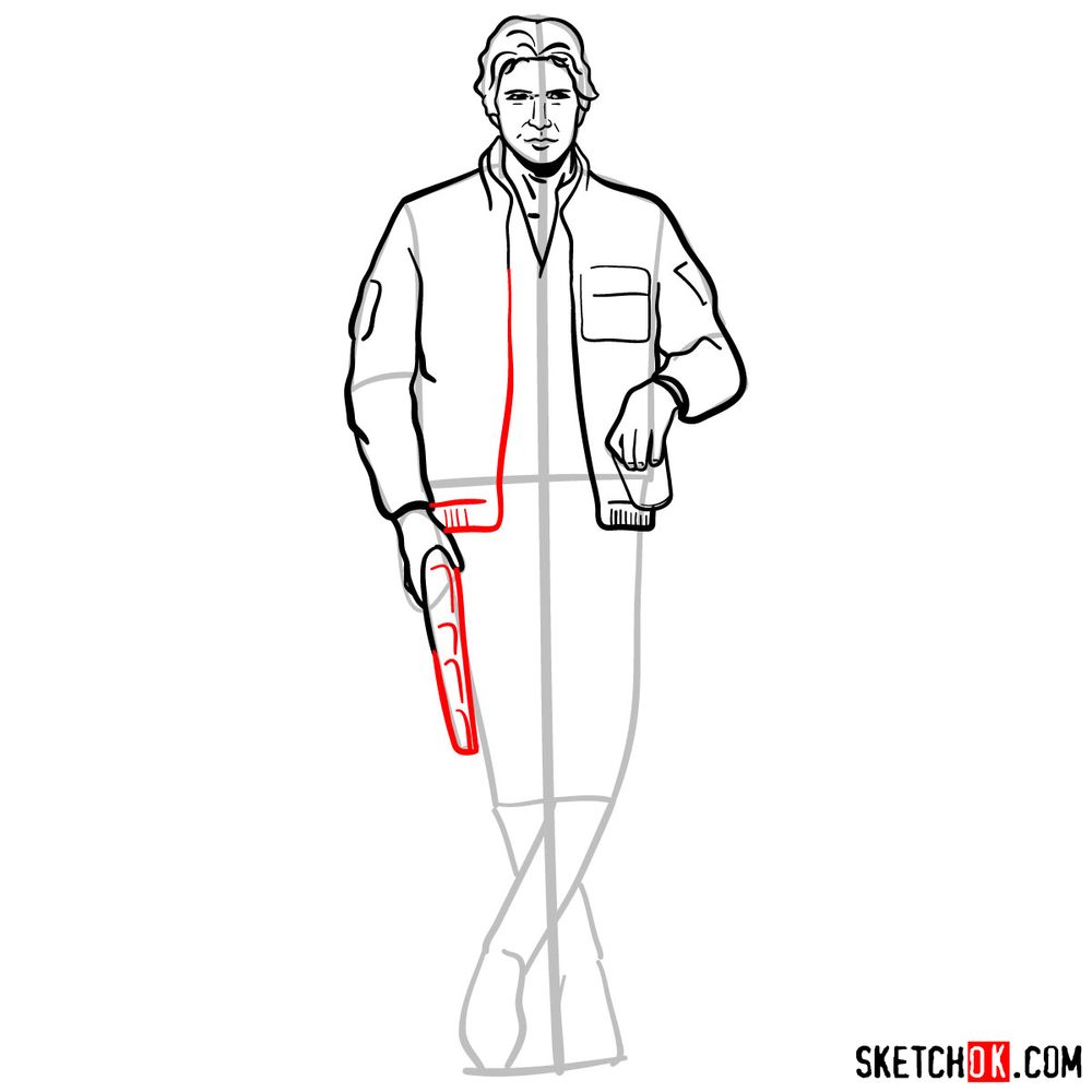 How to draw Han Solo in full growth - step 12