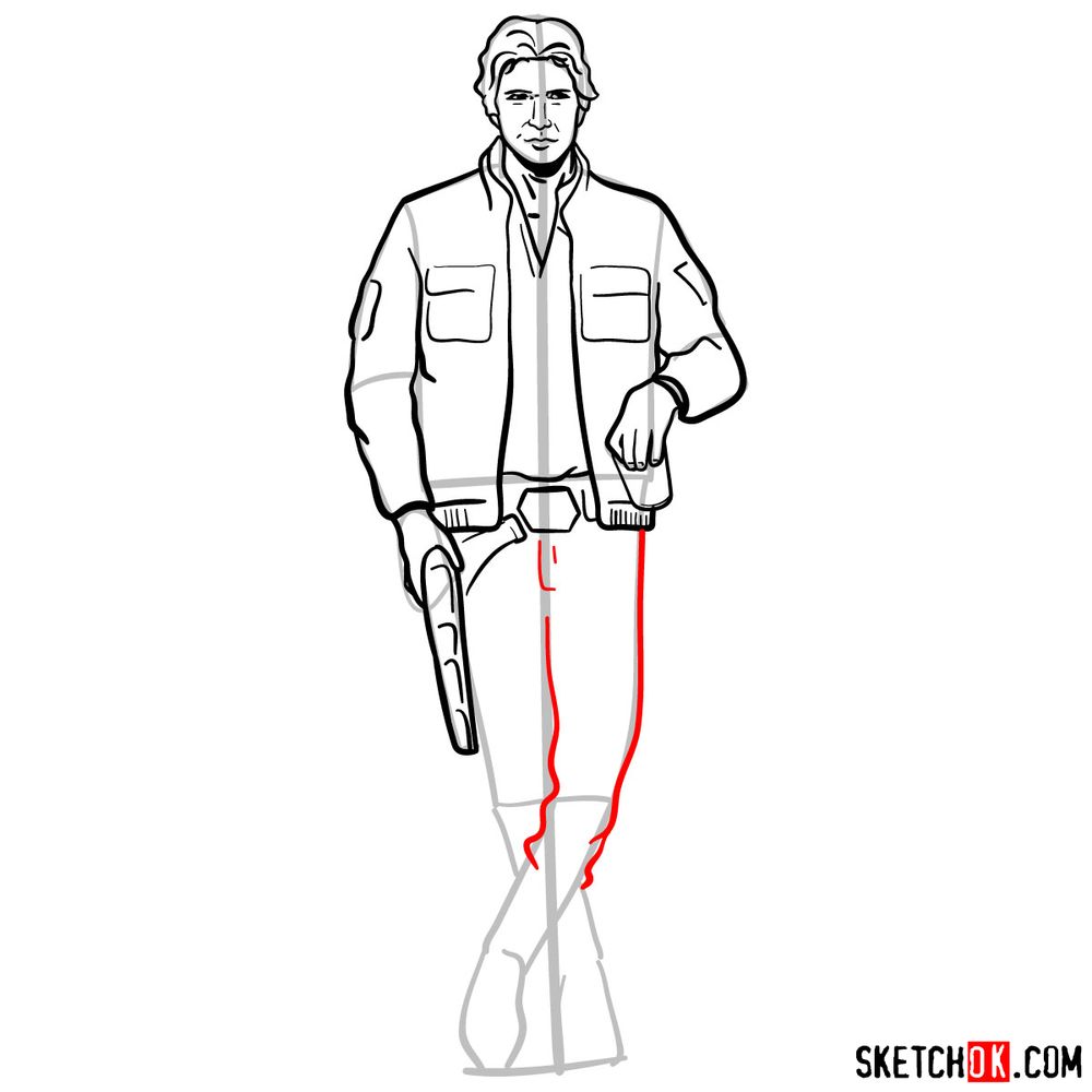 How to draw Han Solo in full growth - step 14