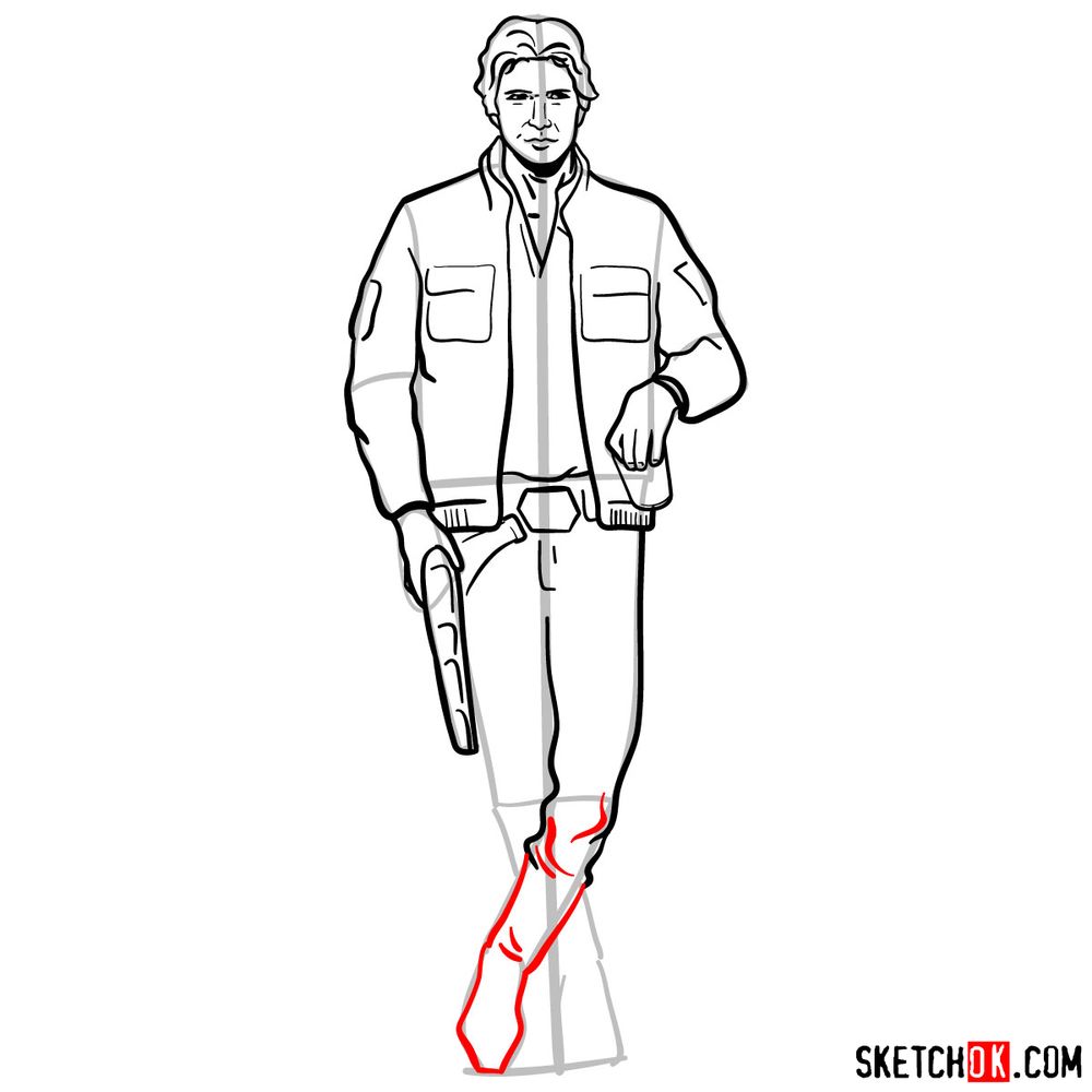 How to draw Han Solo in full growth - step 15