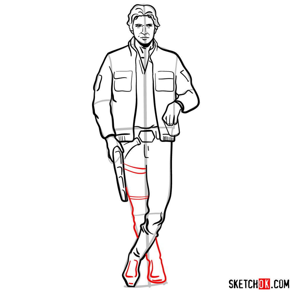 How to draw Han Solo in full growth - step 16