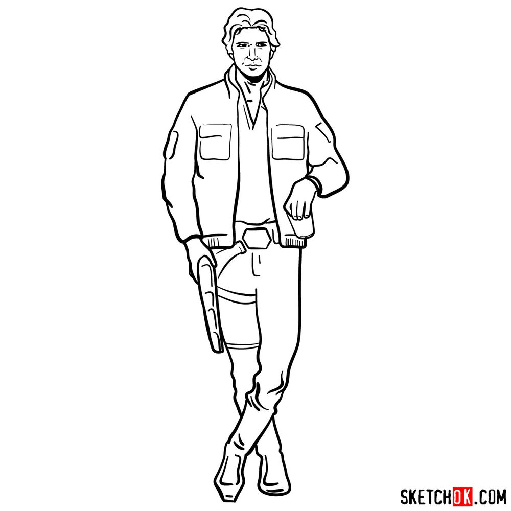 How to draw Han Solo in full growth - step 17