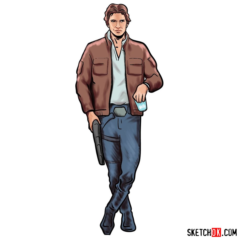 How to draw Han Solo in full growth