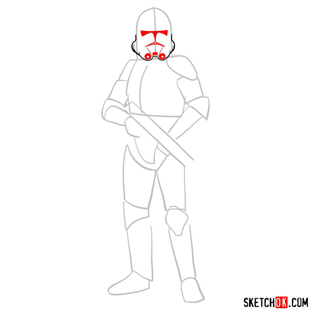 How to draw the Clone trooper - step 04