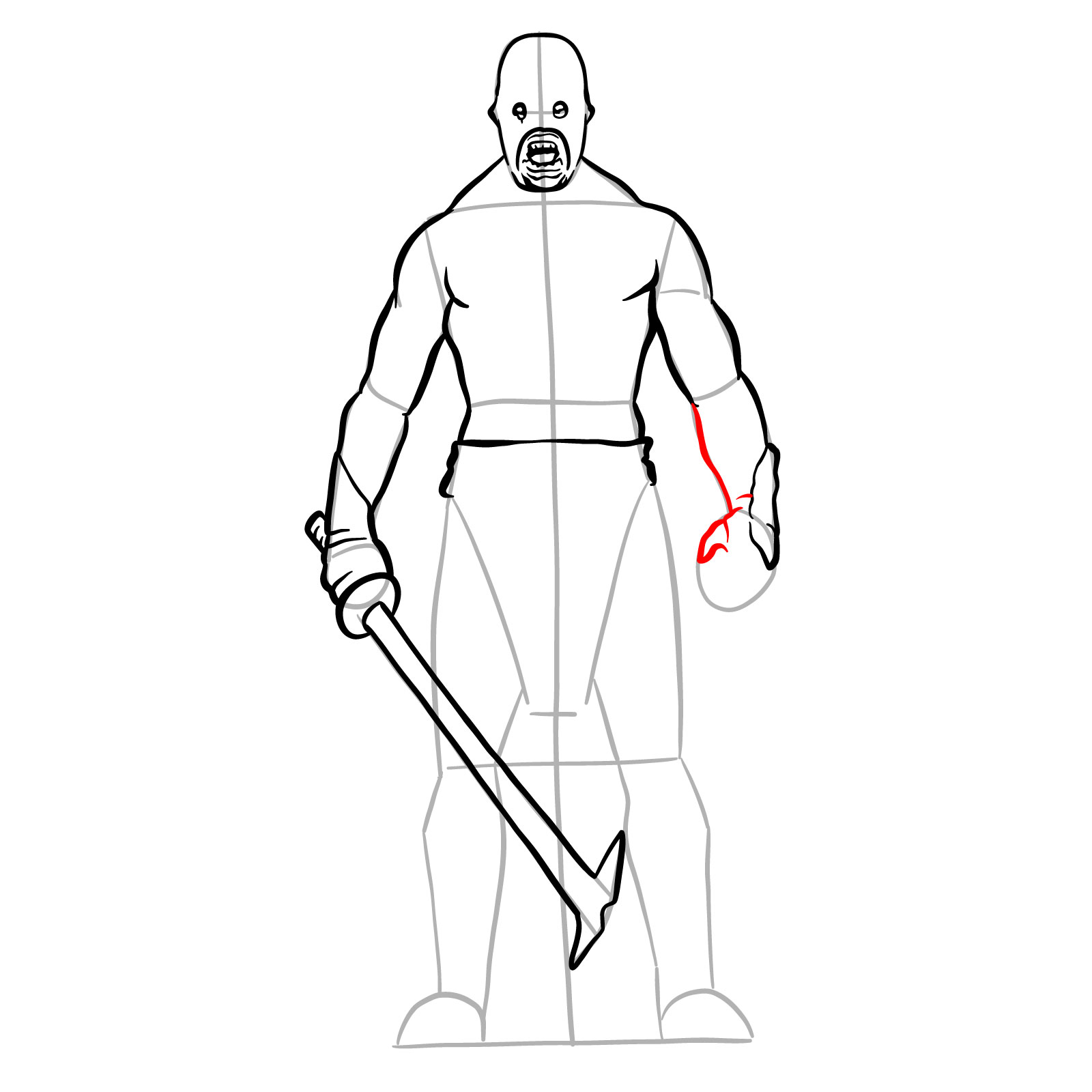 How to draw an Uruk-Hai Berserker - step 19