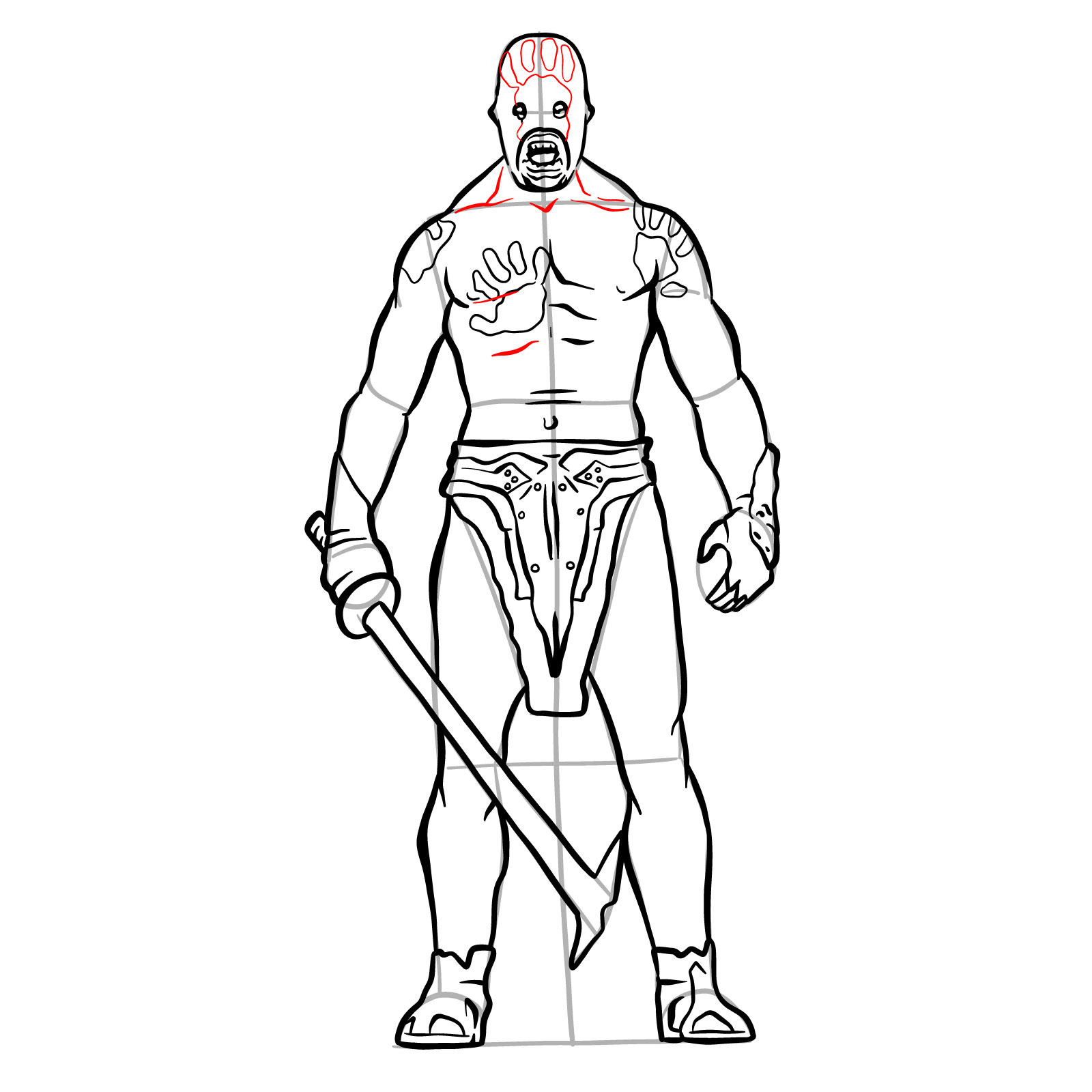 How to draw an Uruk-Hai Berserker - step 33