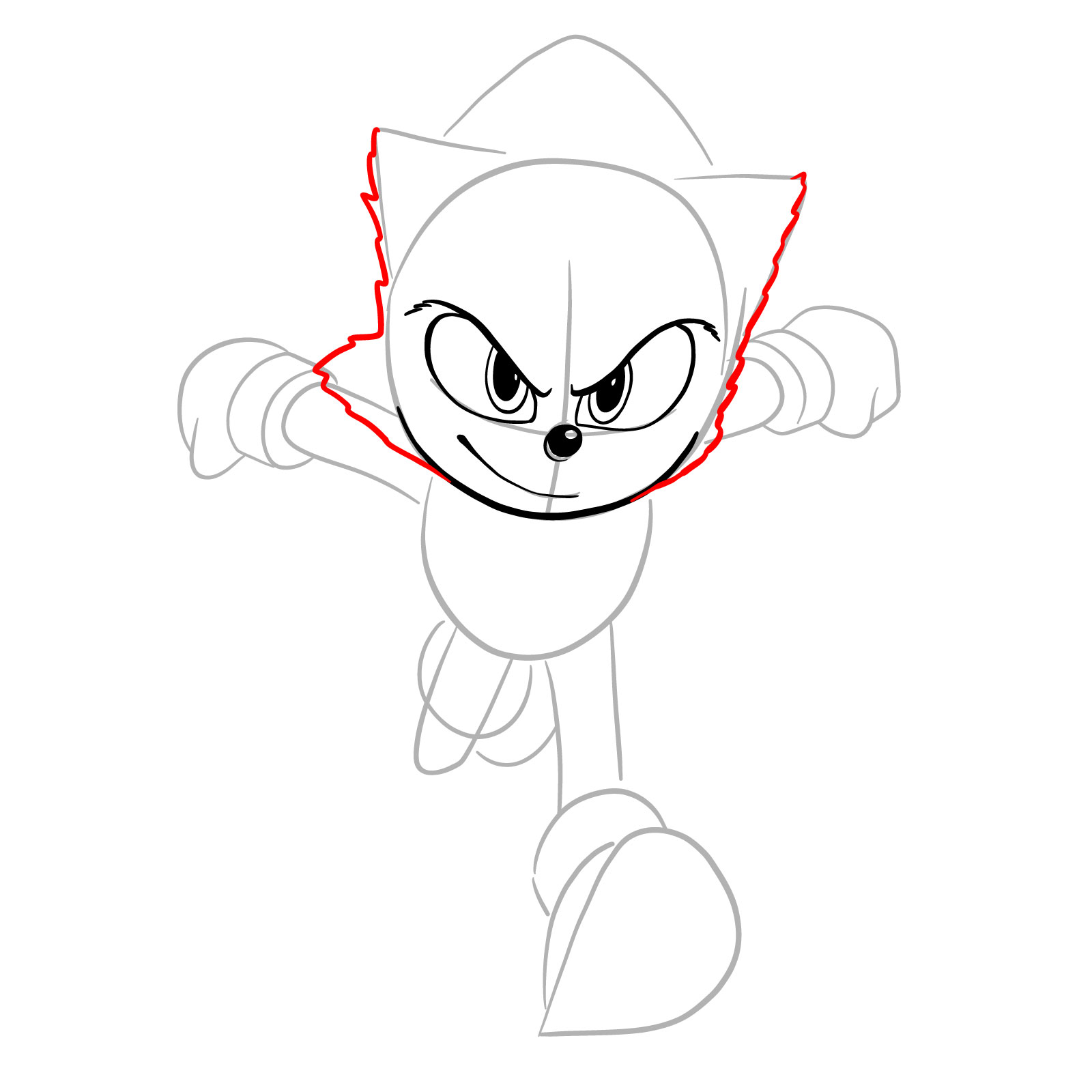 How to draw Sonic from the movie - step 10