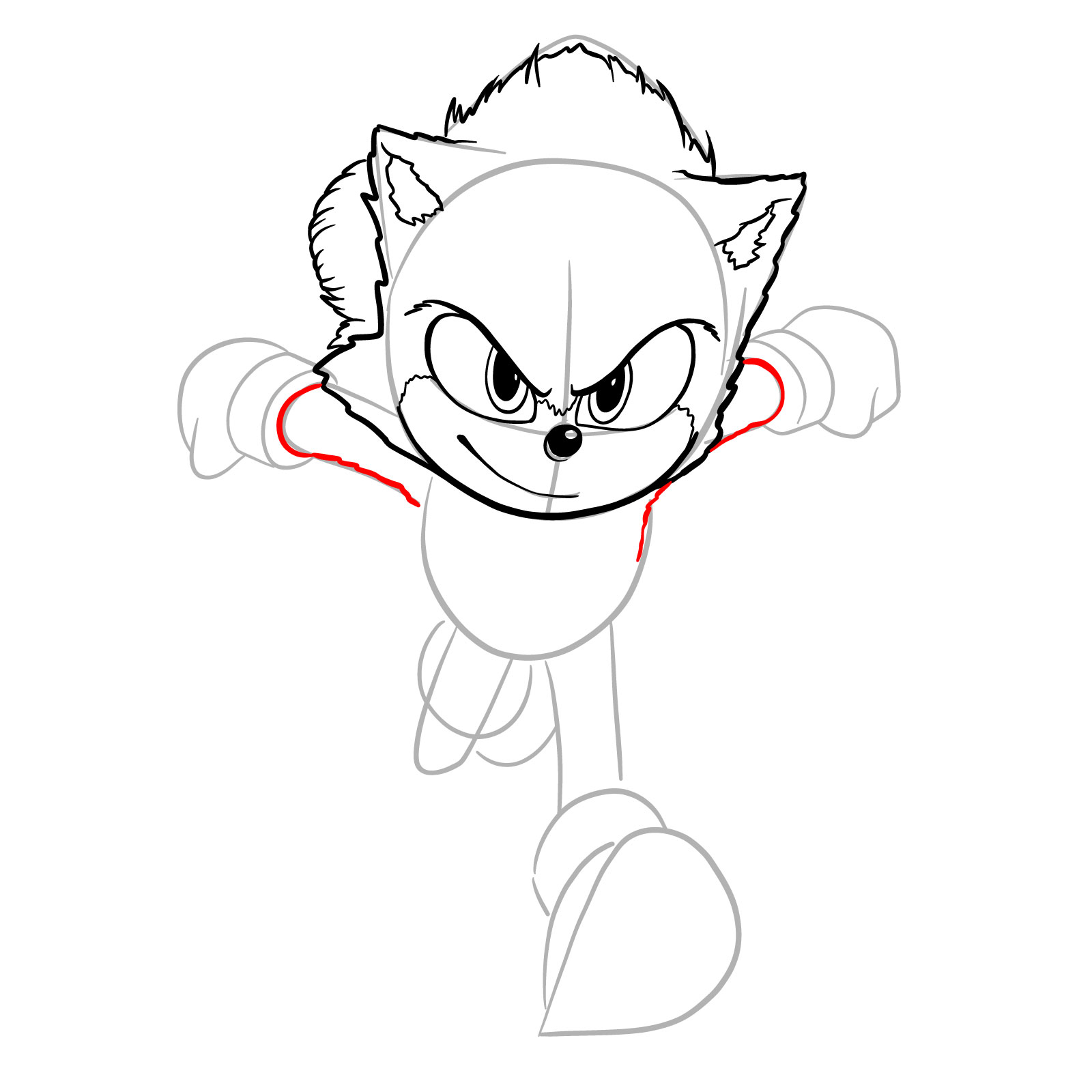 How to draw Sonic from the movie - step 15