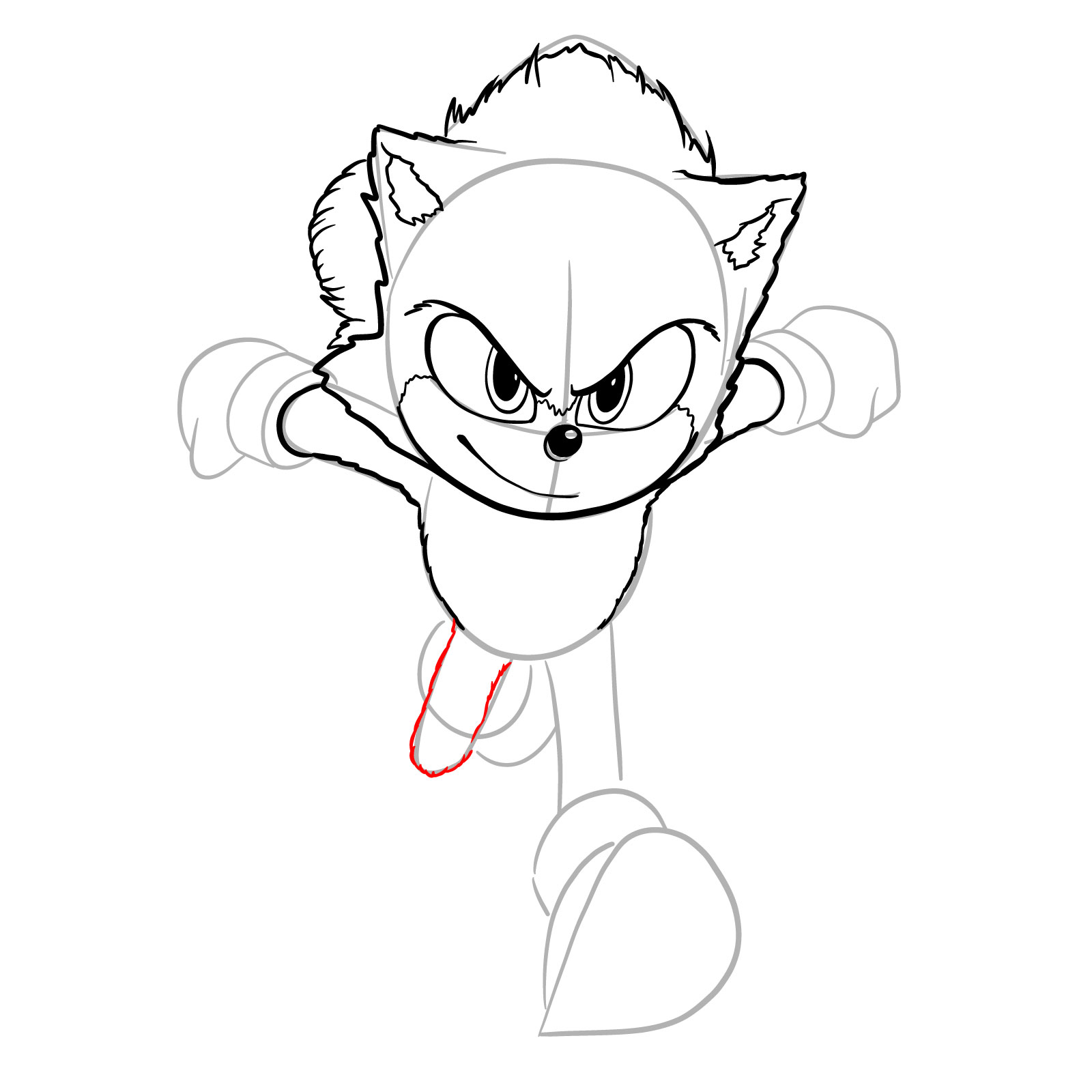How to draw Sonic from the movie - step 17