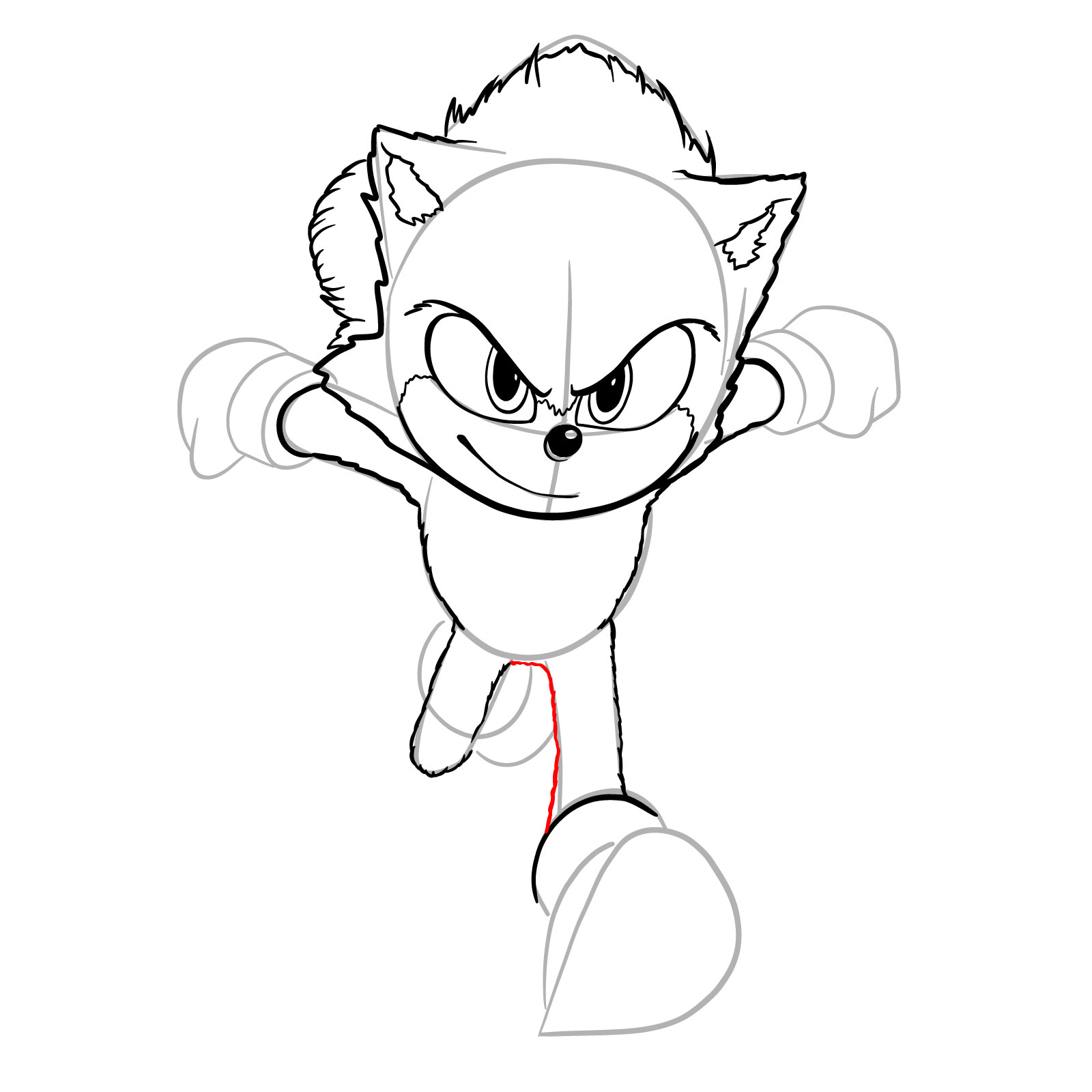 How to draw Sonic from the movie - step 19