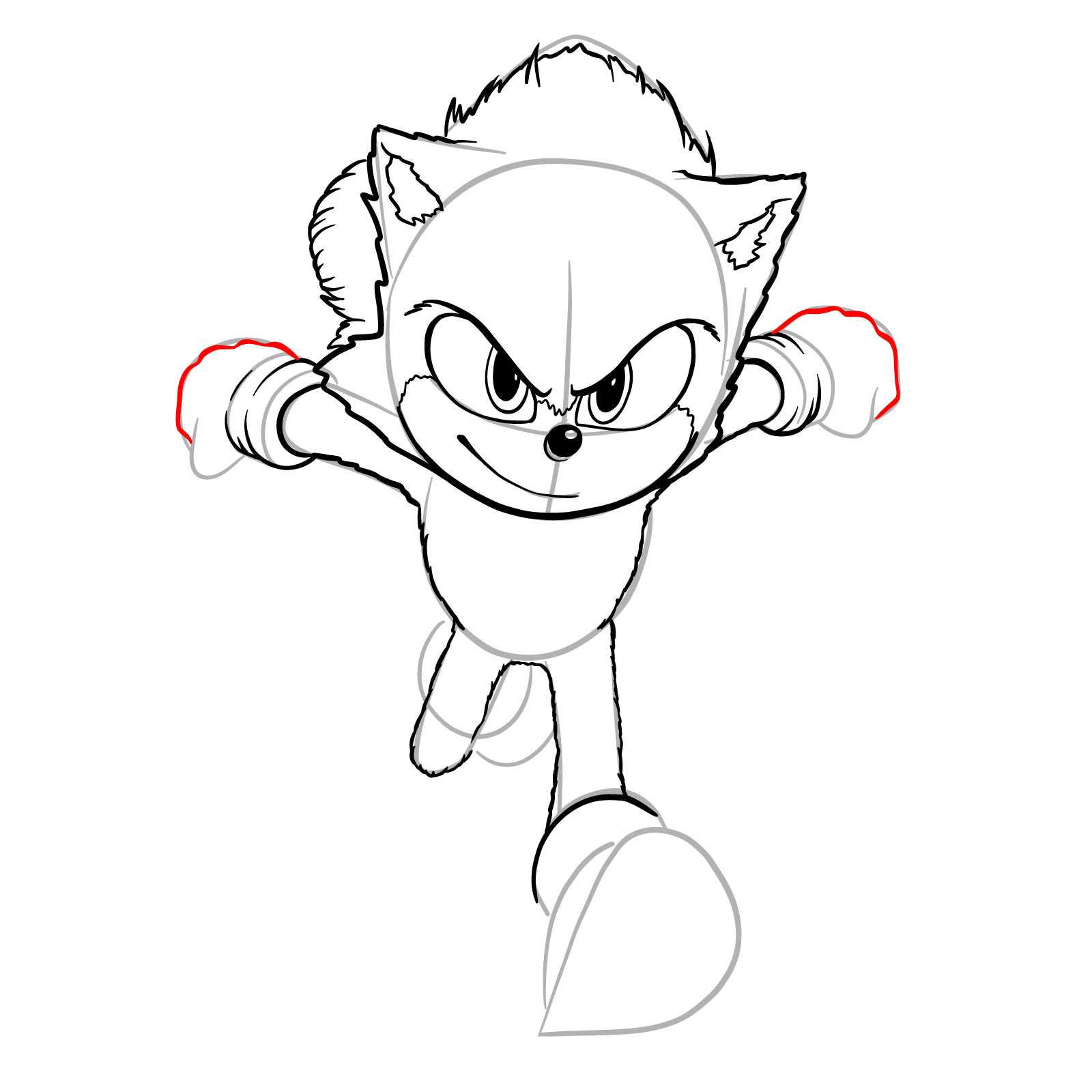 How to draw Sonic from the movie - step 21