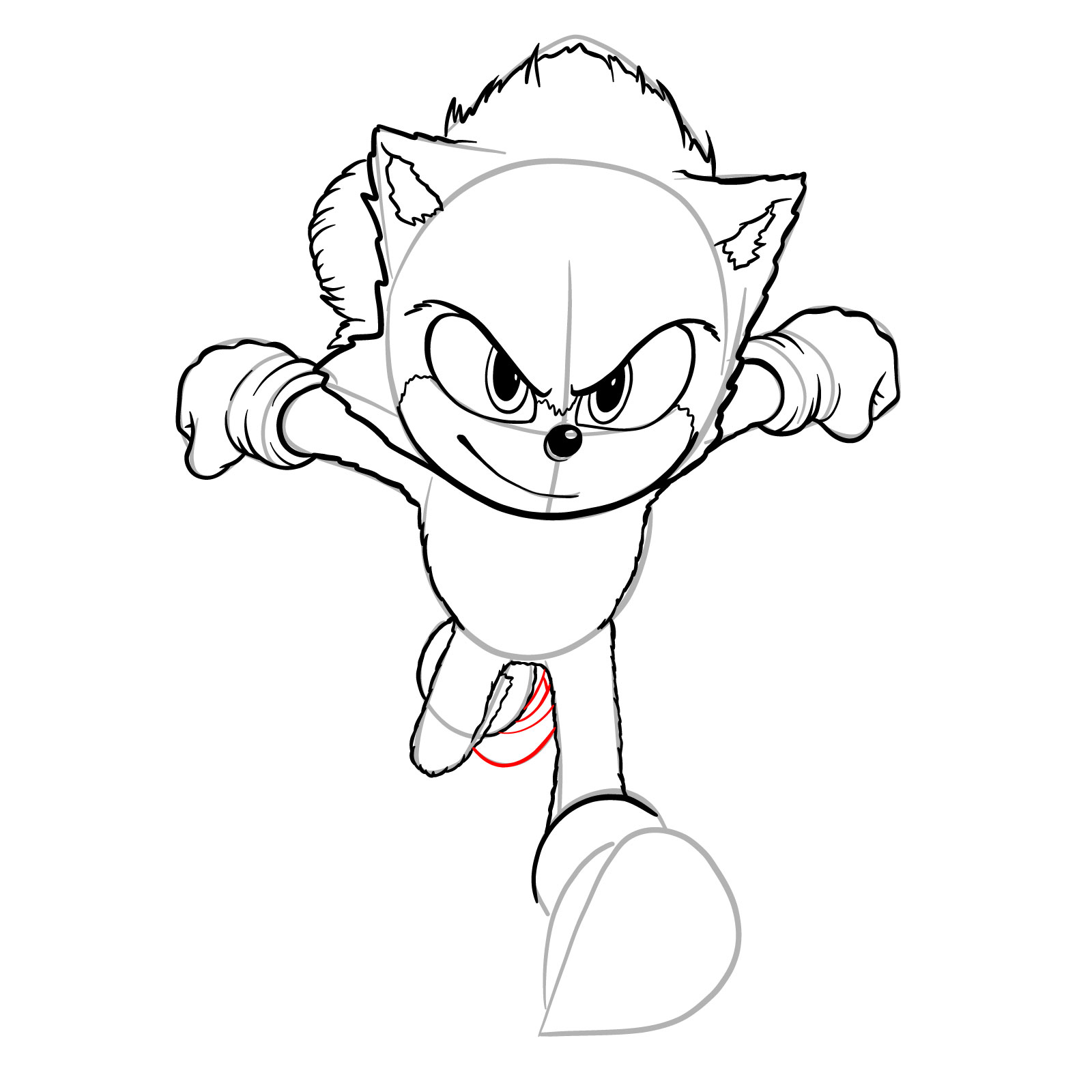 How to draw Sonic from the movie - step 24