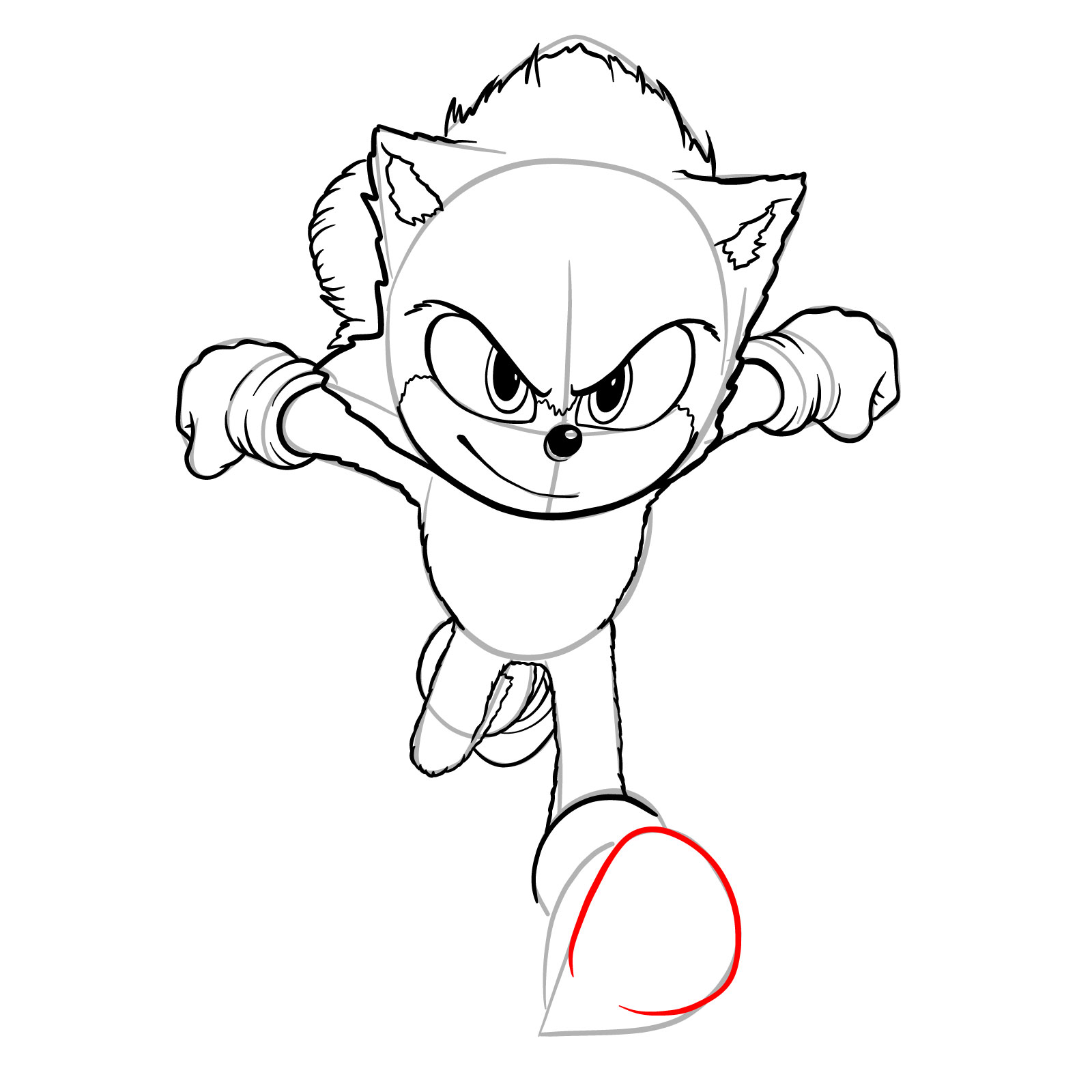 How to draw Sonic from the movie - step 25