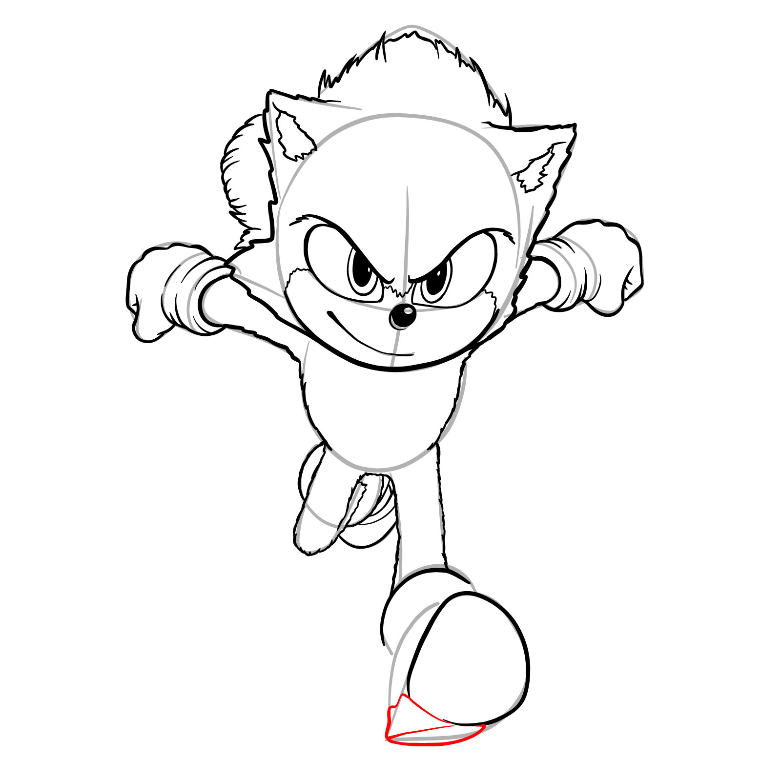 How to draw Sonic from the movie - step 26