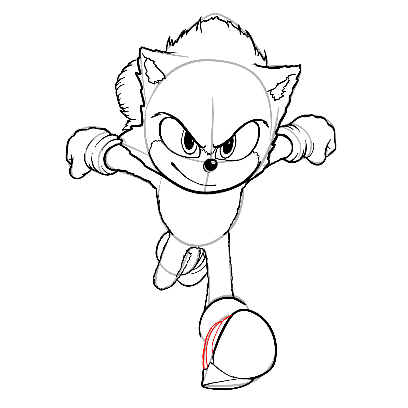 How to draw Sonic from the movie - step 27