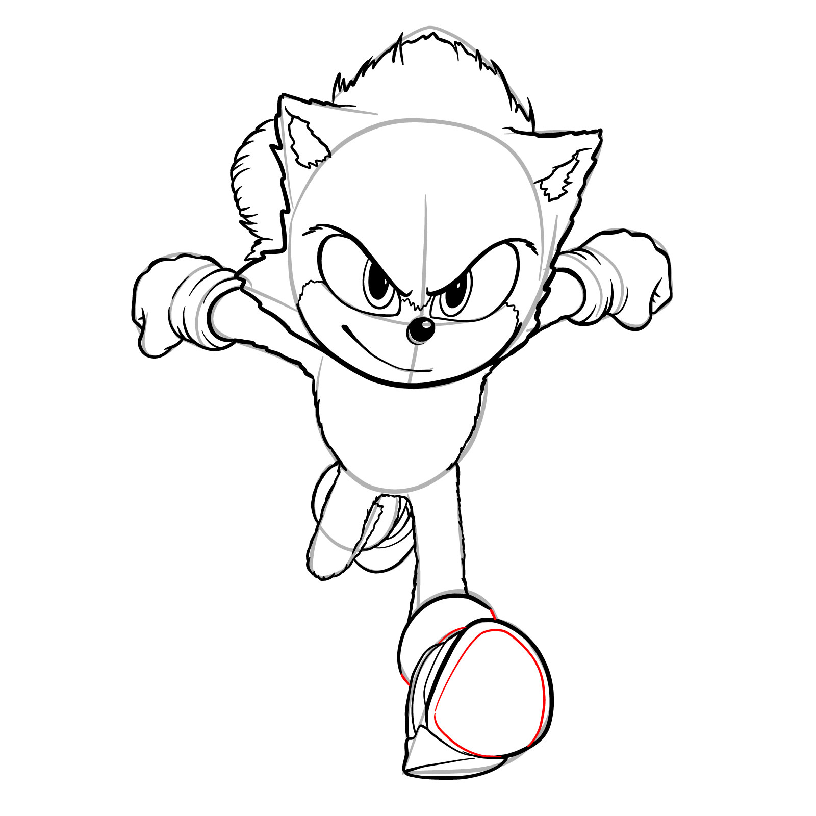 How to draw Sonic from the movie - step 28