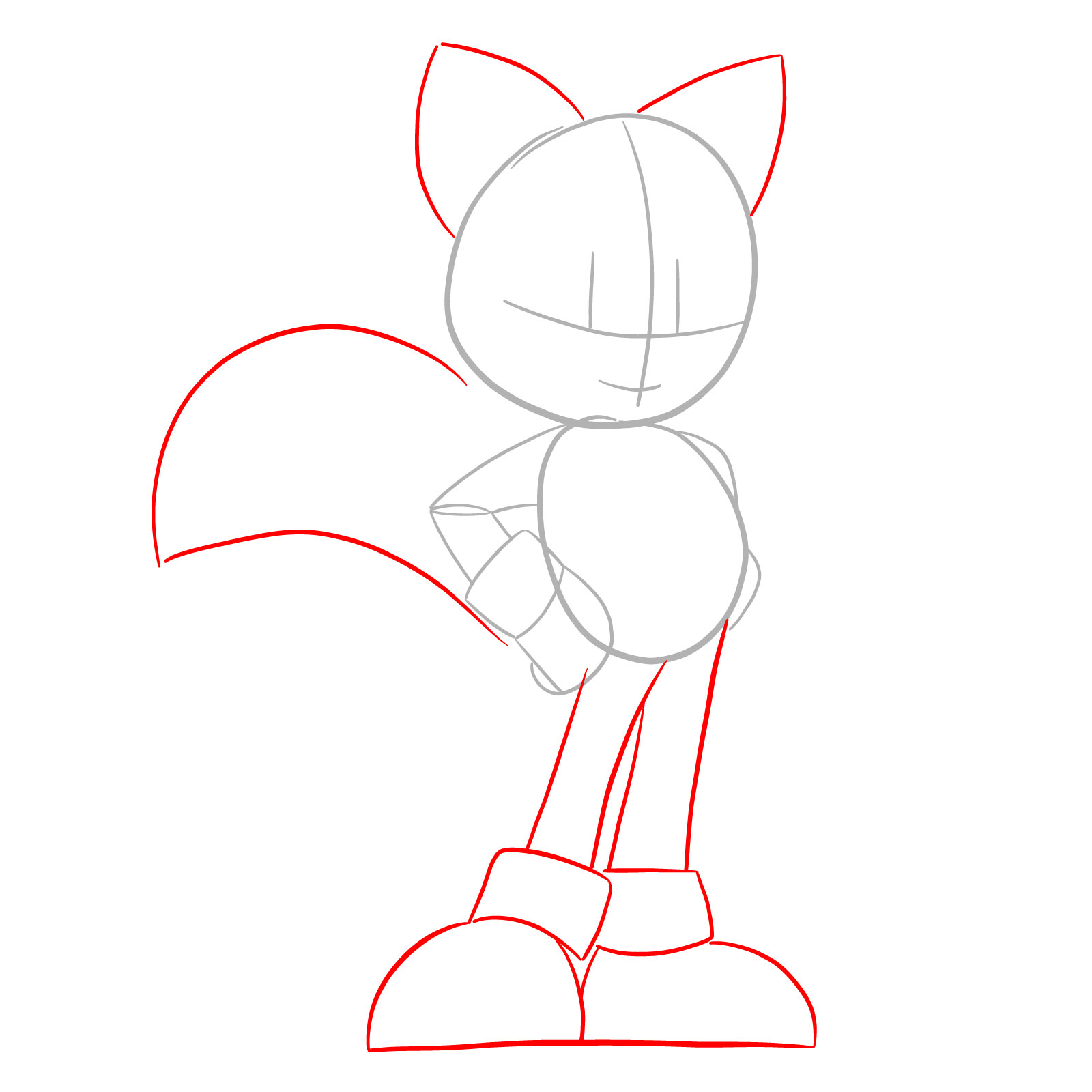 How to draw Tails (movie version) - step 03