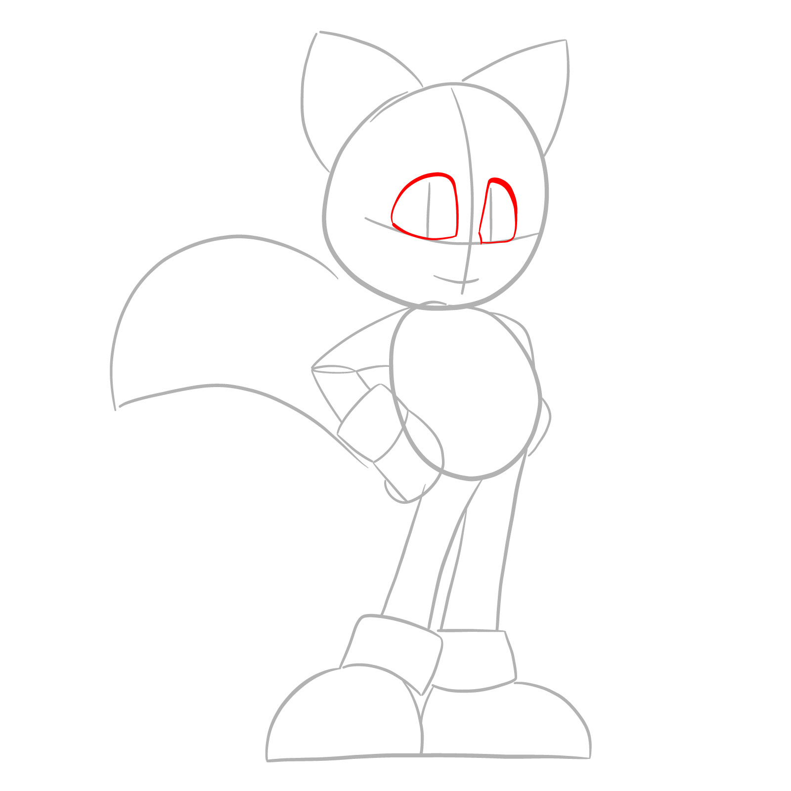 How to draw Tails (movie version) - step 04
