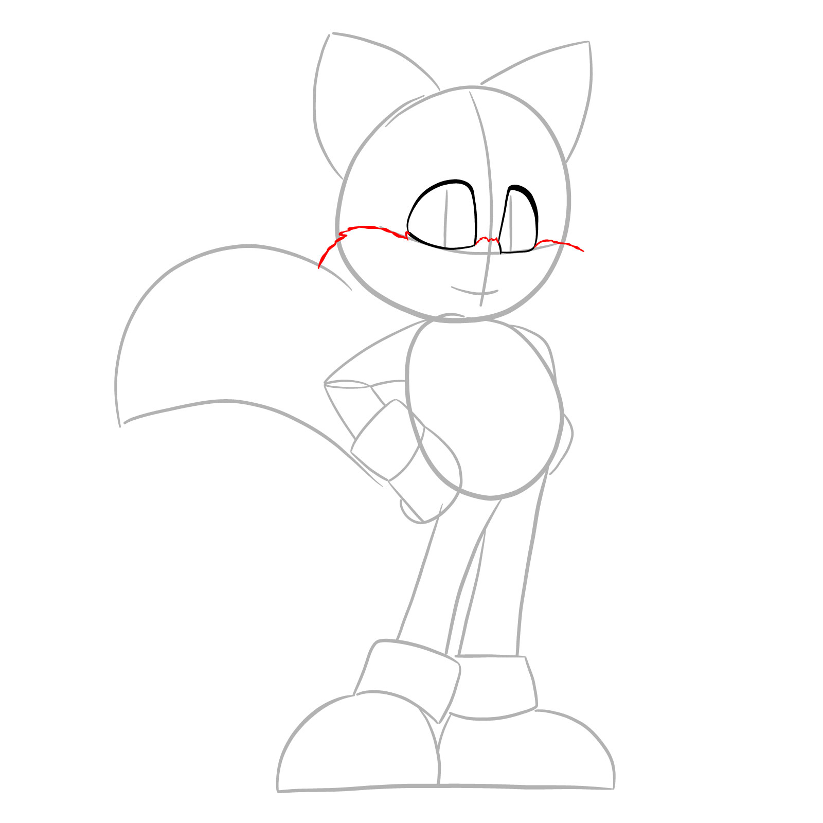 How to draw Tails (movie version) - step 05