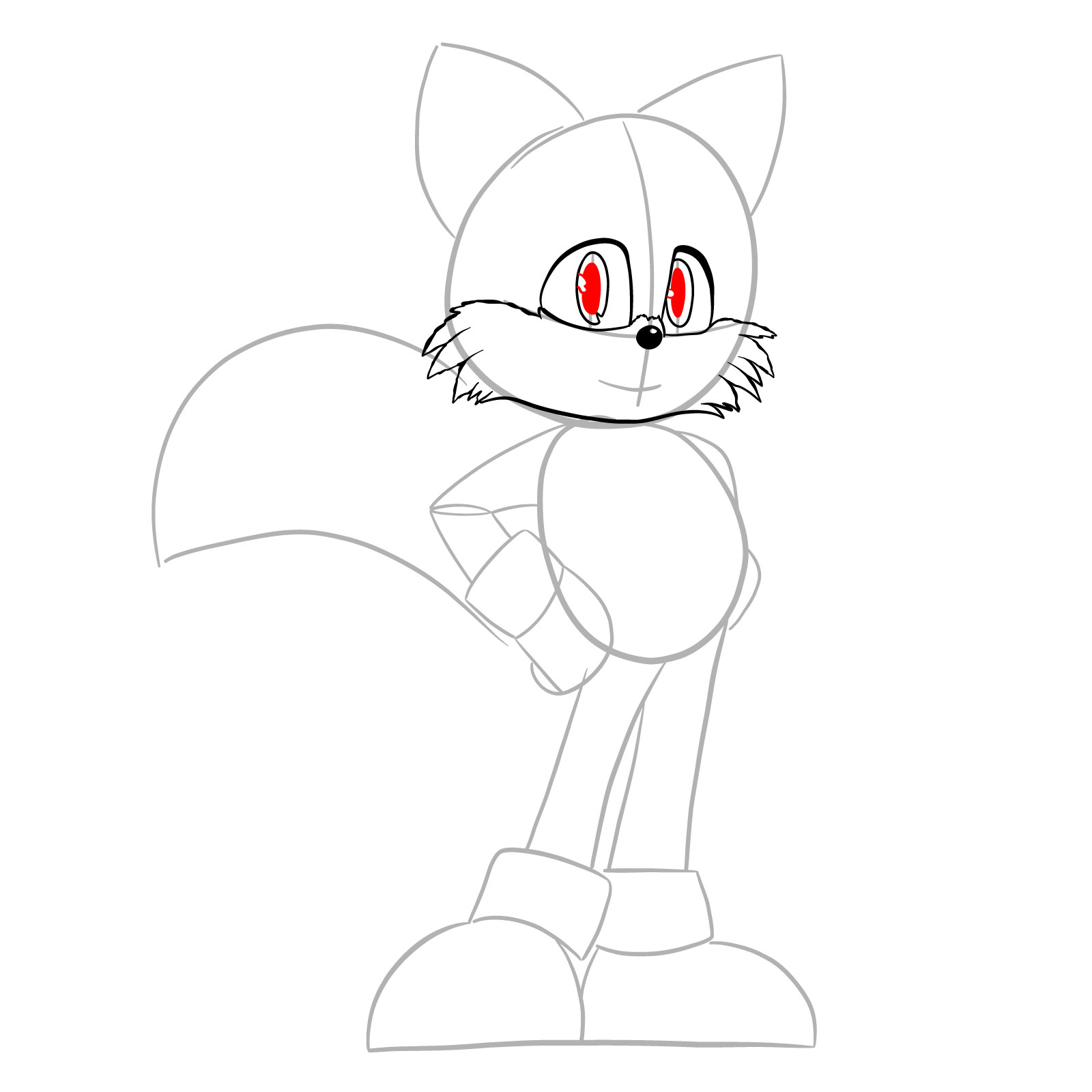 How to draw Tails (movie version) - step 09