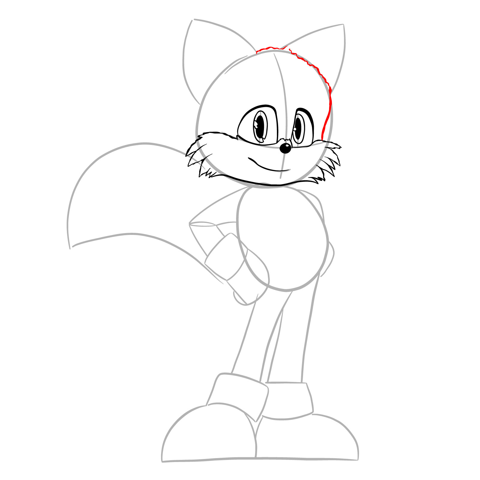 How to draw Tails (movie version) - step 11