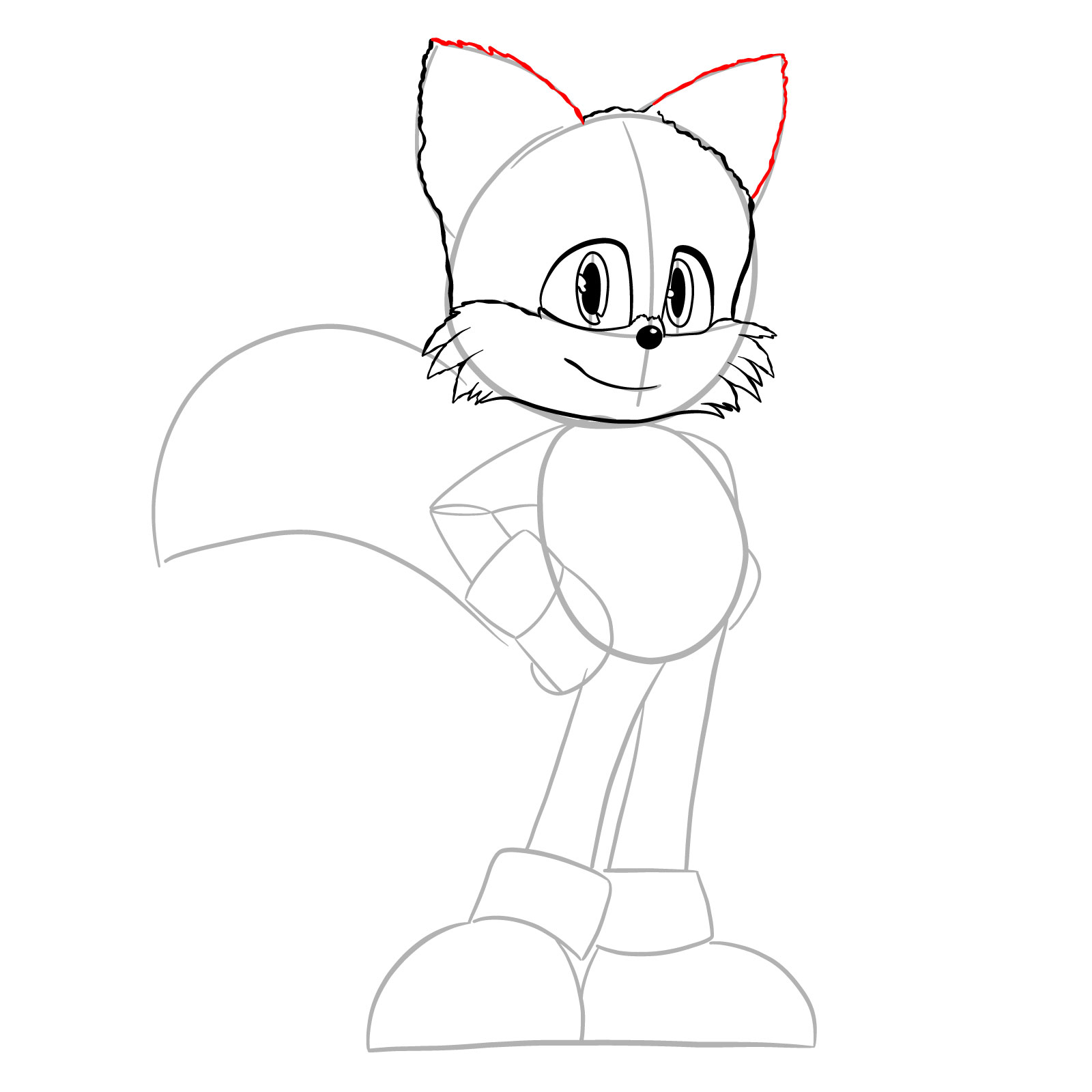 How to draw Tails (movie version) - step 13