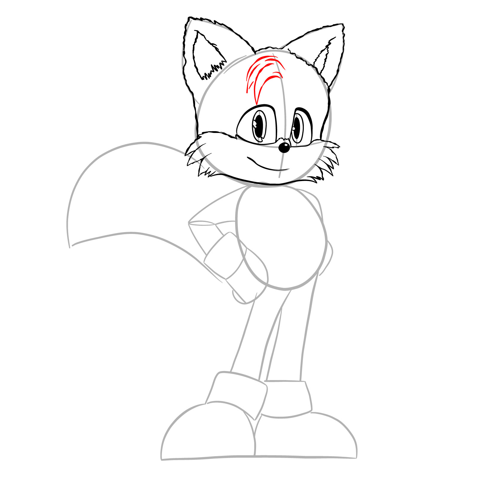 How to draw Tails (movie version) - step 15