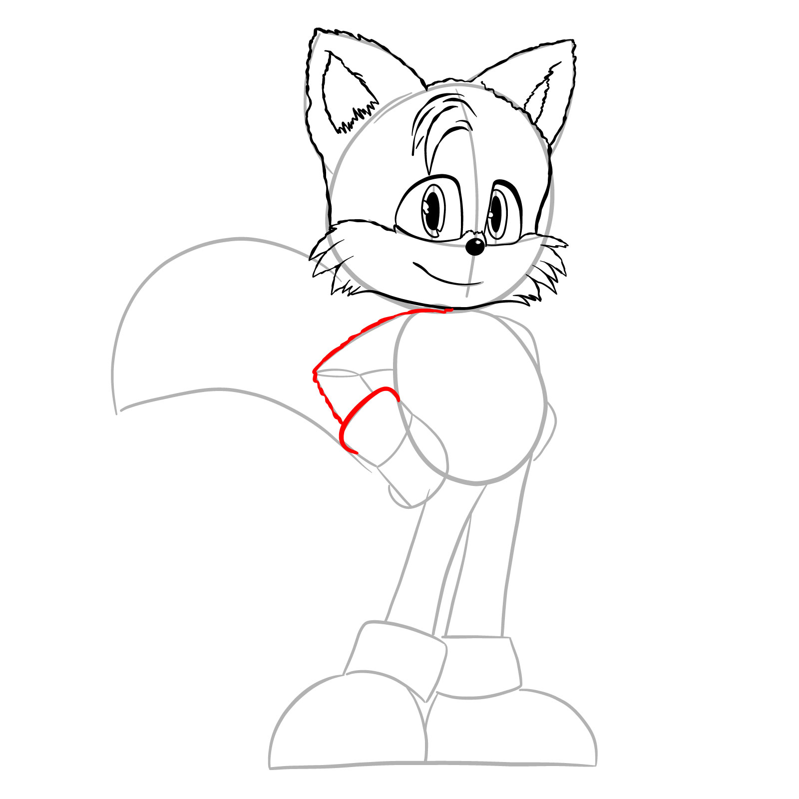 How to draw Tails (movie version) - step 16