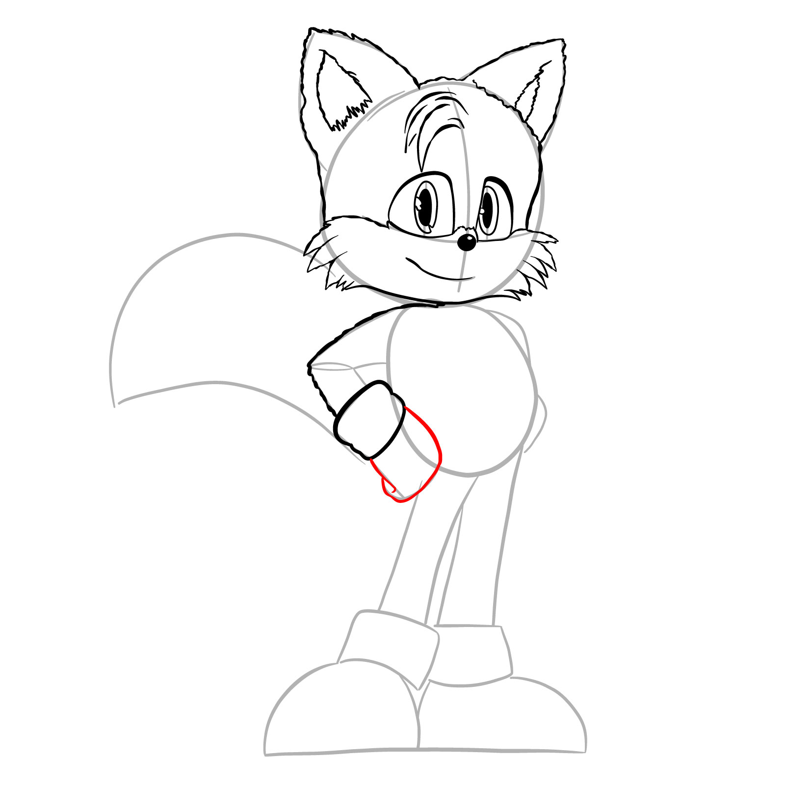 How to draw Tails (movie version) - step 18