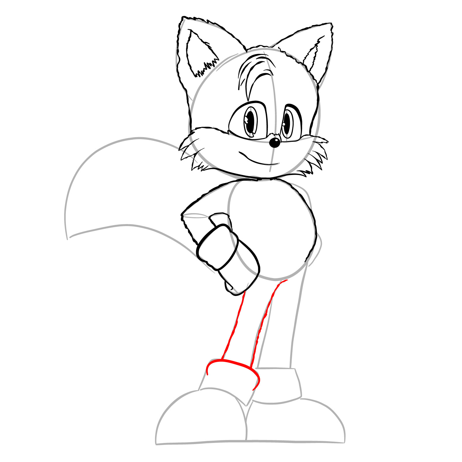 How to draw Tails (movie version) - step 21