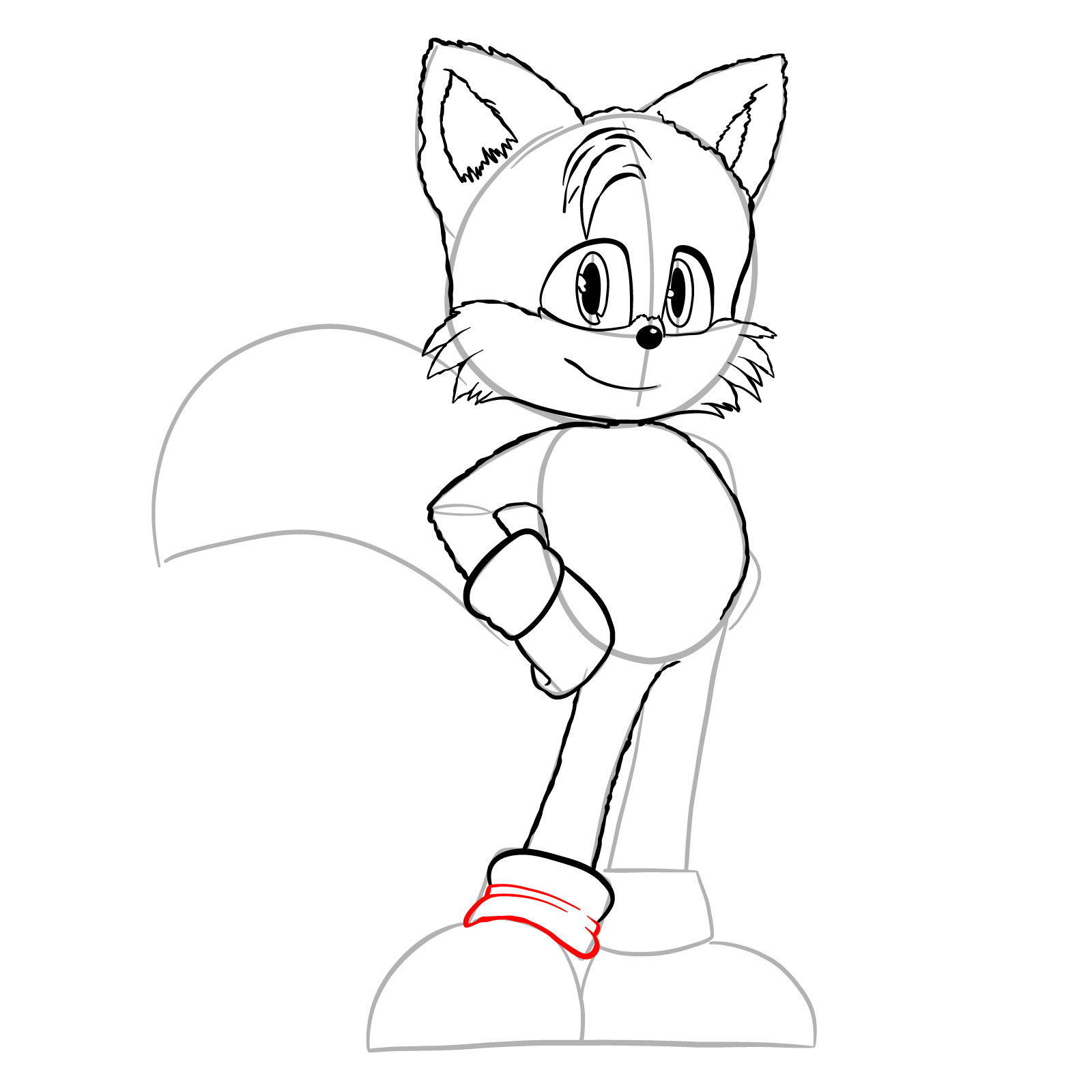 How to draw Tails (movie version) - step 22