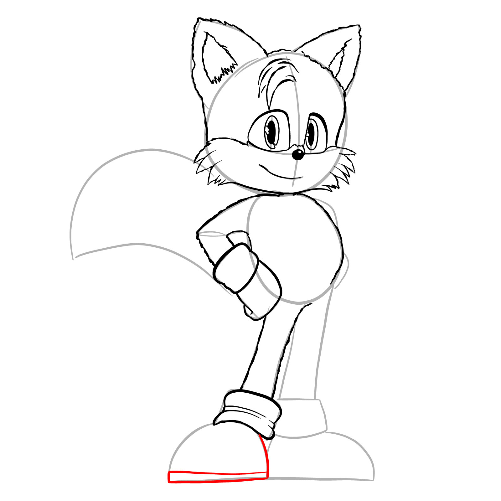 How to draw Tails (movie version) - step 23