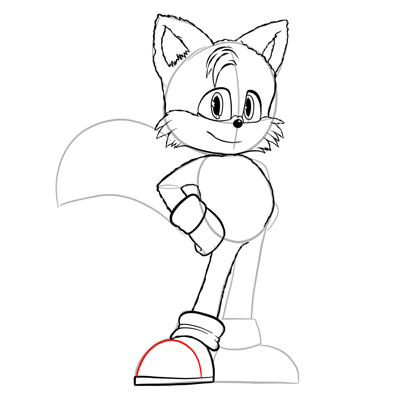 How to draw Tails (movie version) - step 24